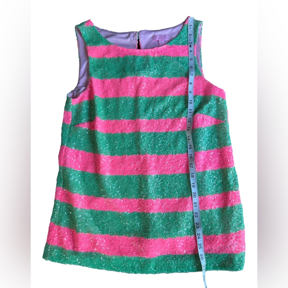 Lilly Pulitzer Regina Tropical Pink Green Cucina Striped Sequin Tank Size Medium - Picture 8 of 11